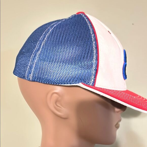 Red and Blue Baseball Cap with Embroidered E Logo - Picture 4 of 7